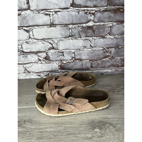 Birkenstock Lugano Pink Clay Suede Leather Slides Sandals Women Sz 39EU/8.5M US - Picture 14 of 16